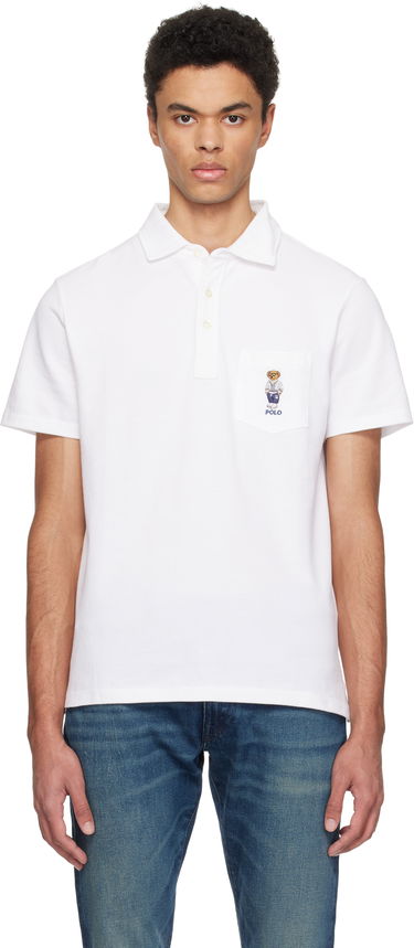 Polo tričko Polo by Ralph Lauren Polo Ralph Lauren Classic Fit Polo Bear Mesh Polo Biela | 710963818001, 0