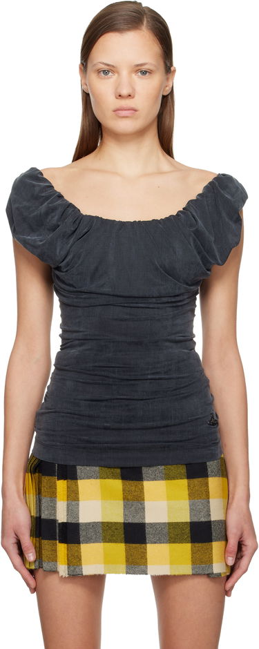 Dres Vivienne Westwood Ginnie Ruched Off-The-Shoulder Jersey Top Šedá | 1603004S-J008E-, 0