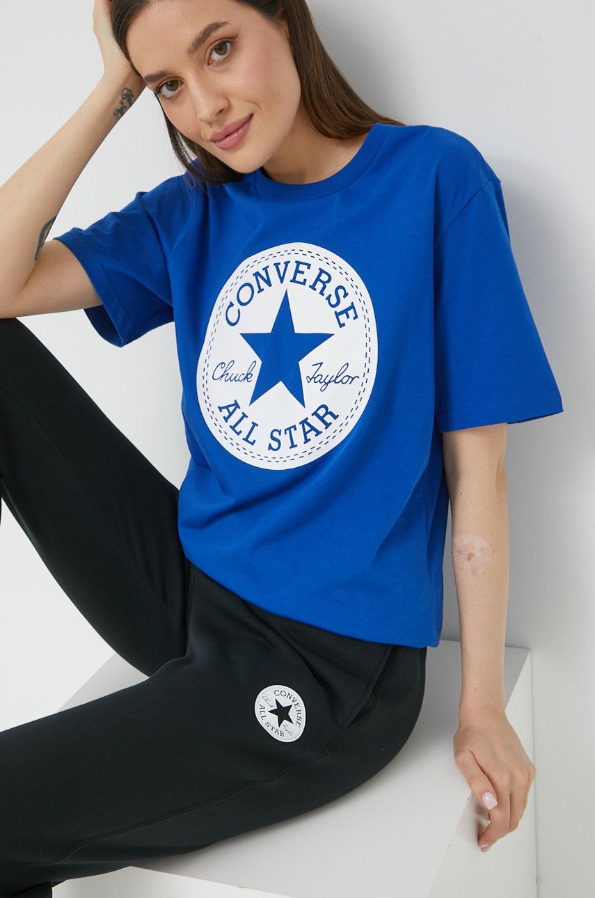 Tričko Converse T-Shirt with Logo Print Modrá | 10023854.A02, 0