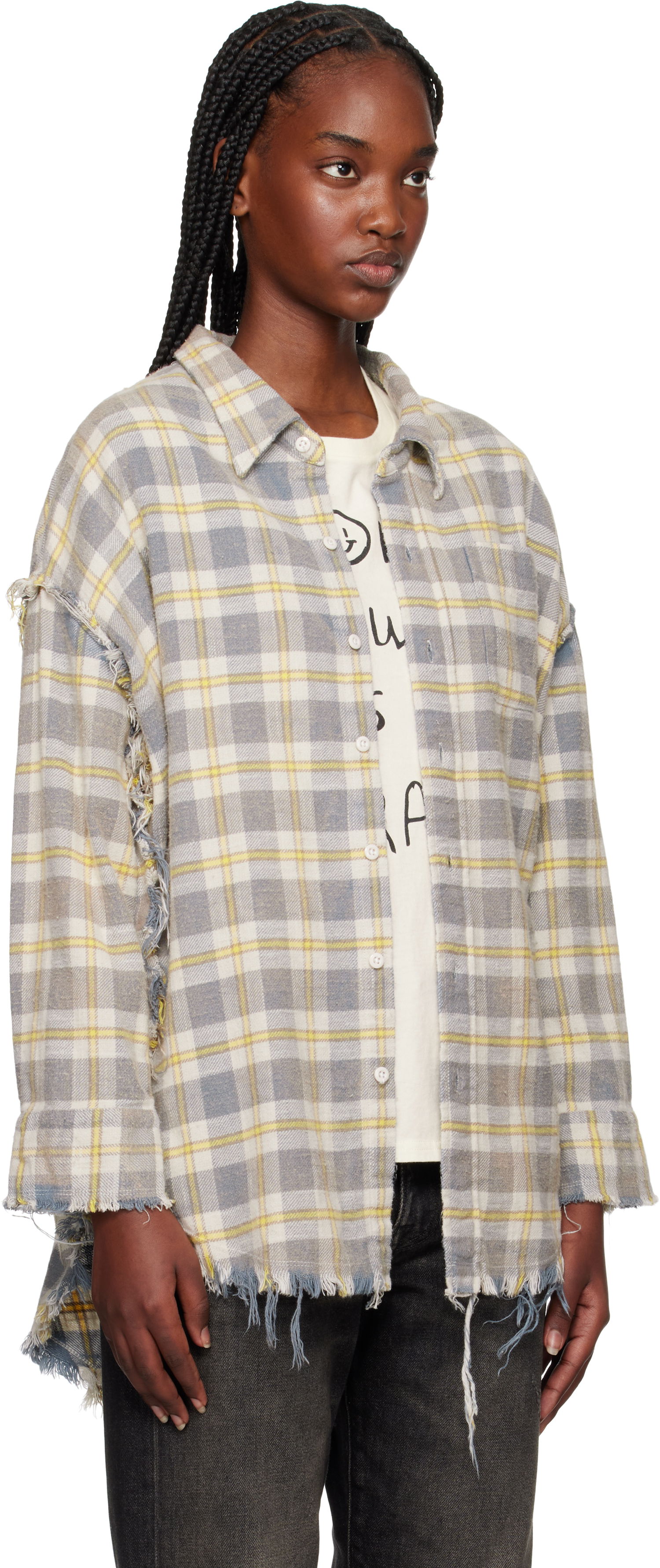Košeľa R13 R13 Shredded Seam Drop Neck Shirt Šedá | R13WR075-R467B, 1