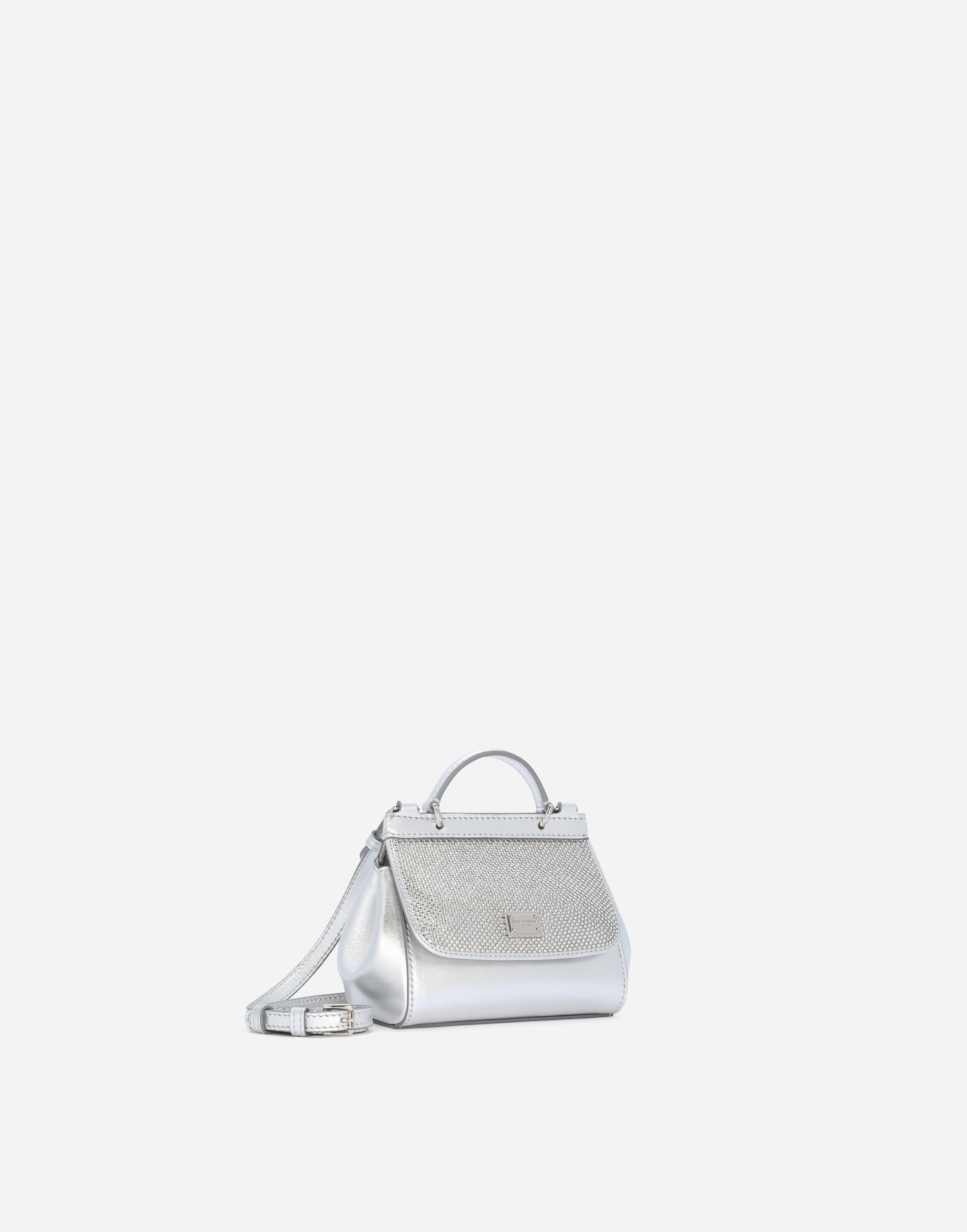 Kabelka Dolce & Gabbana Dolce & Gabbana Mini Sicily Nappa Leather Bag with Rhinestones Metalická | EB0003AA6308D848, 1