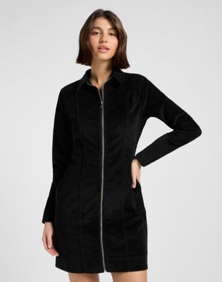 Šaty Lee Lee Slim Zip Front Dress Size XS Čierna | 112370991, 0