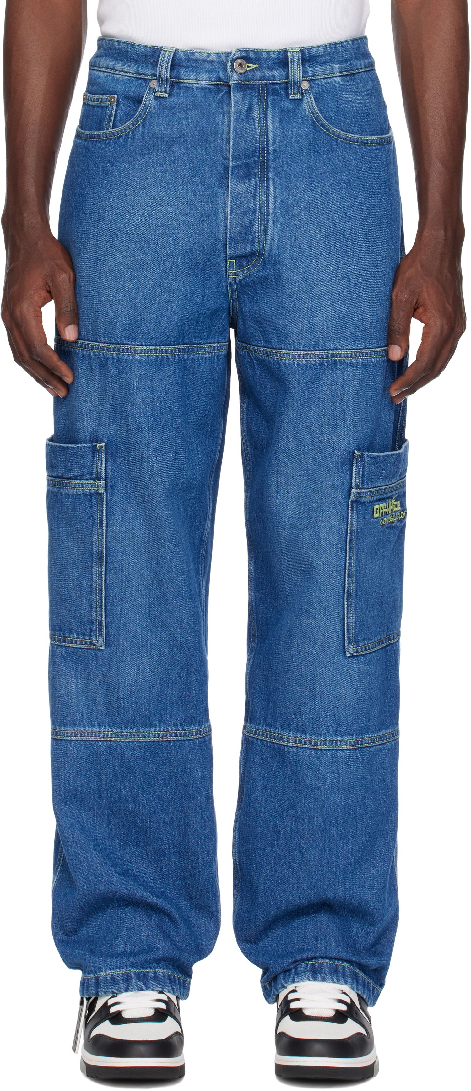 Džínsy Off-White Off-White Irregular Denim Cargo Pants Modrá | OMYA18QS25DEN0014250, 0