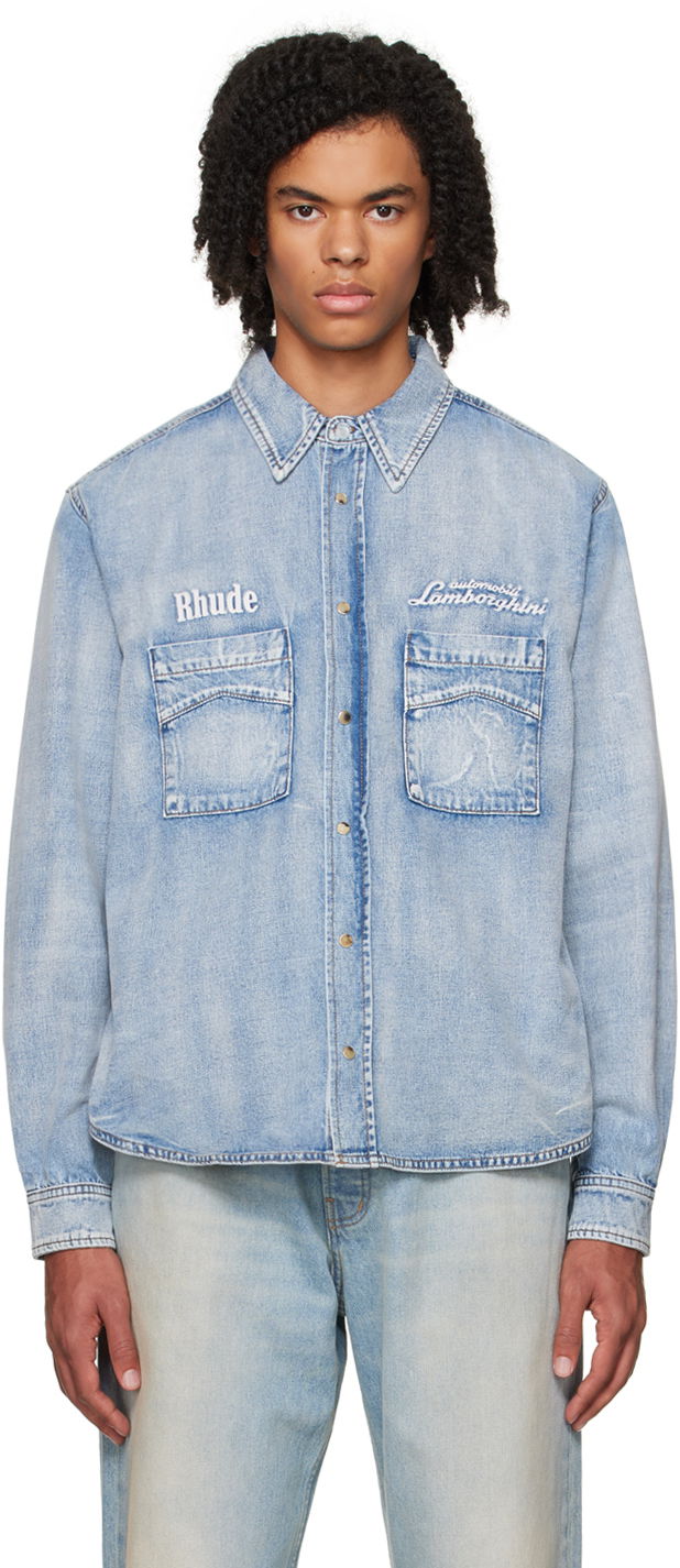 Košeľa Rhude Automobil Lamborghini Edition Denim Shirt Modrá | RHFW23SR32320032, 0