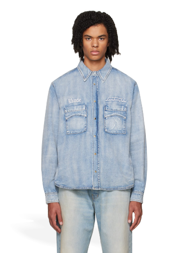 Košeľa Rhude Automobil Lamborghini Edition Denim Shirt Modrá | RHFW23SR32320032