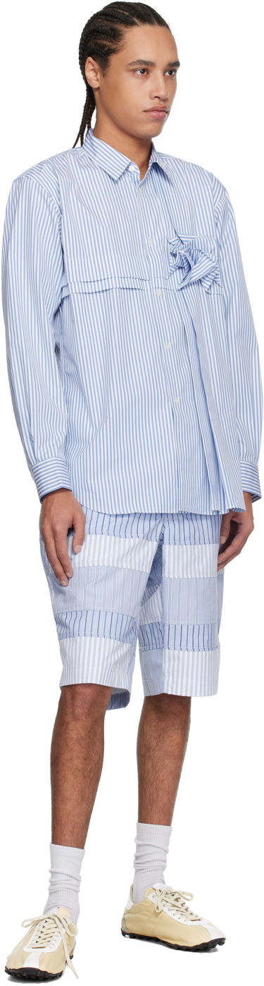 Košeľa Comme des Garçons Comme des Garçons Yarn Dyed Stripe 3D Roses Shirt Modrá | FO-B039-051, 3