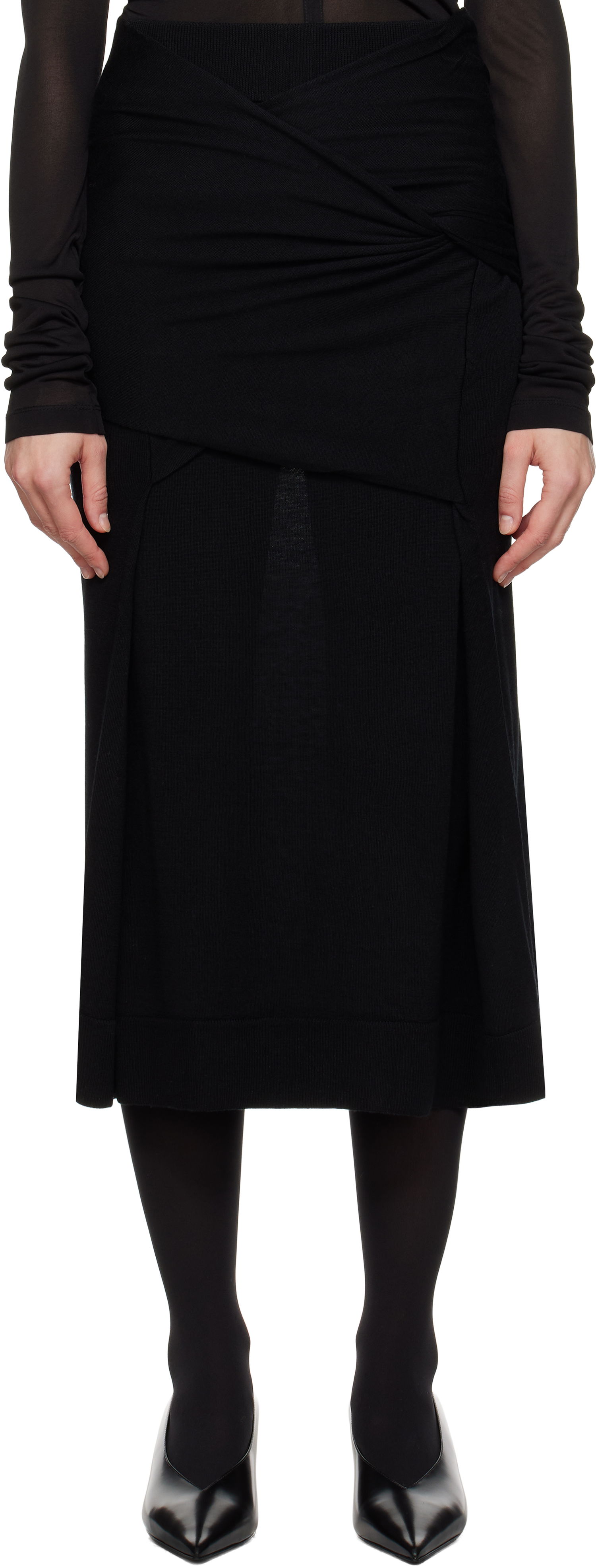 Sukňa TOTEME Draped Midi Knit Skirt Čierna | 244-WRT0398-YA0087, 0