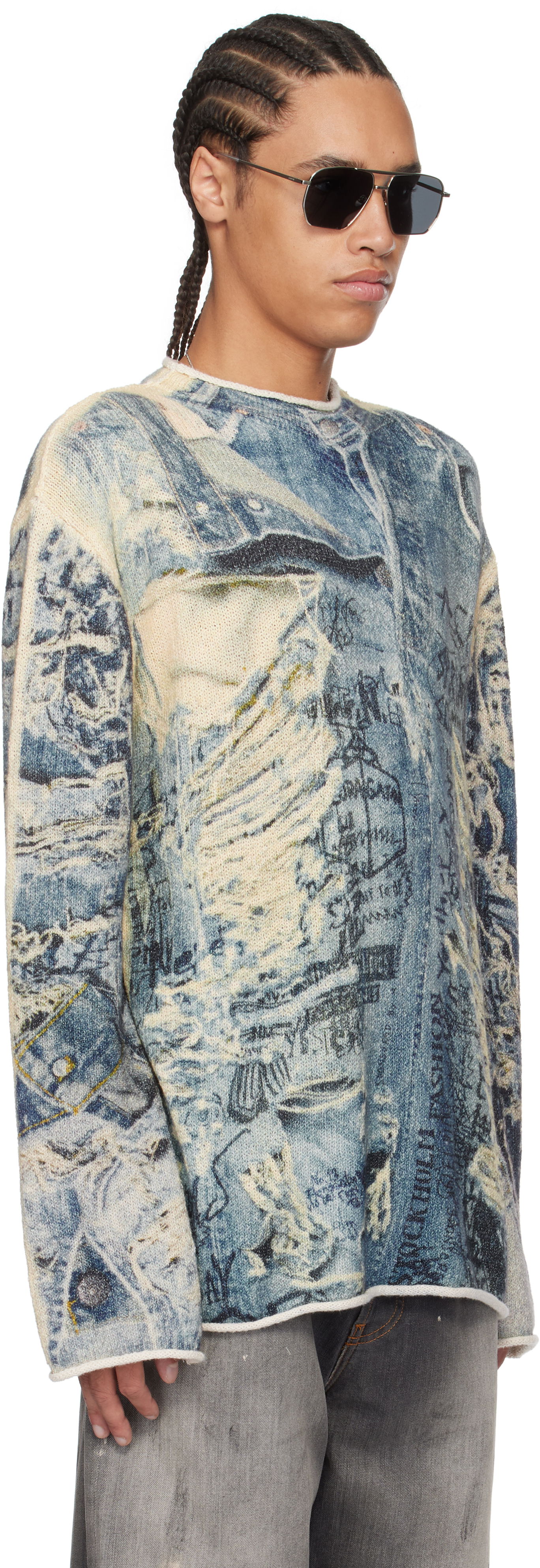 Sveter Acne Studios Acne Studios Printed Sweater Modrá | B60357-, 1