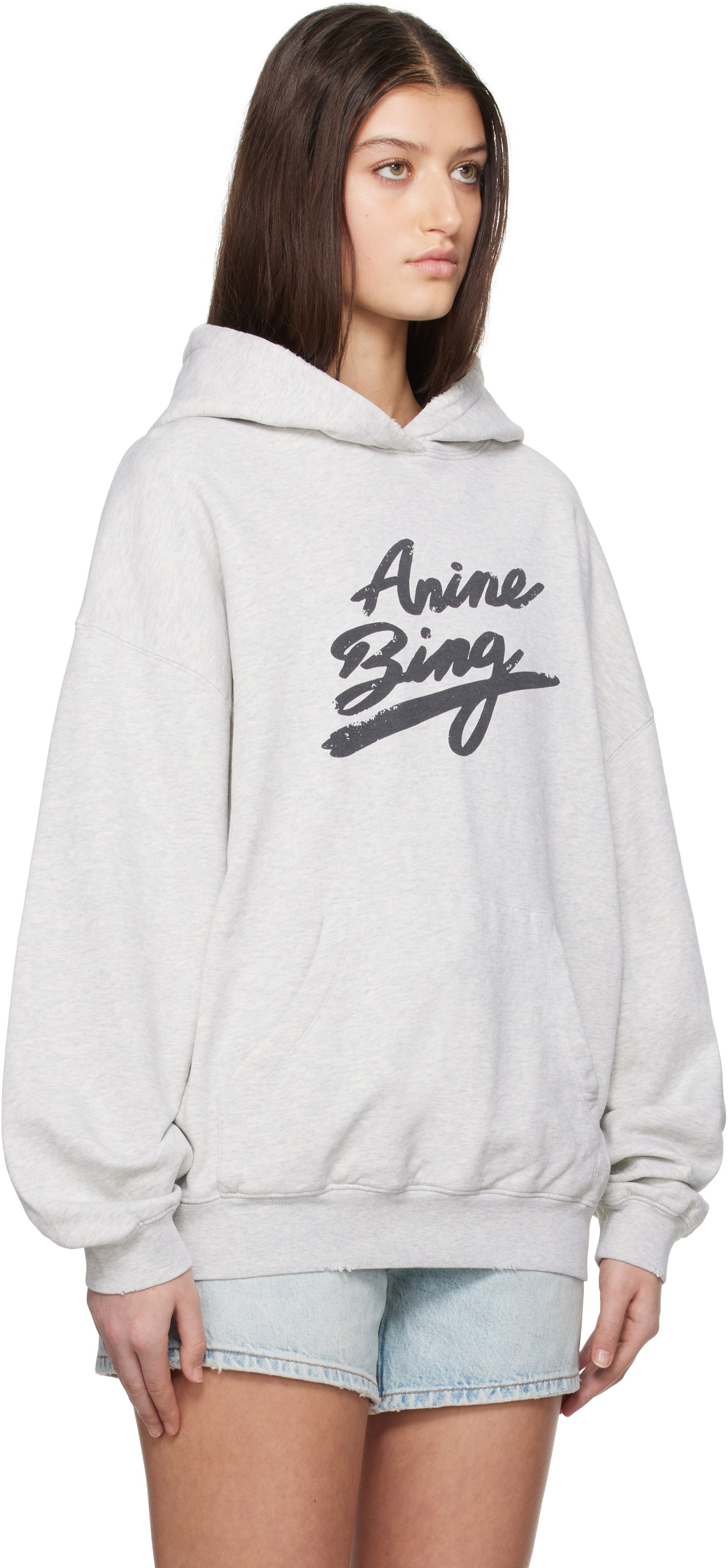 Mikina Anine Bing Anine Bing Harvey Signature Hoodie Šedá | A-08-10525-GRY1, 1