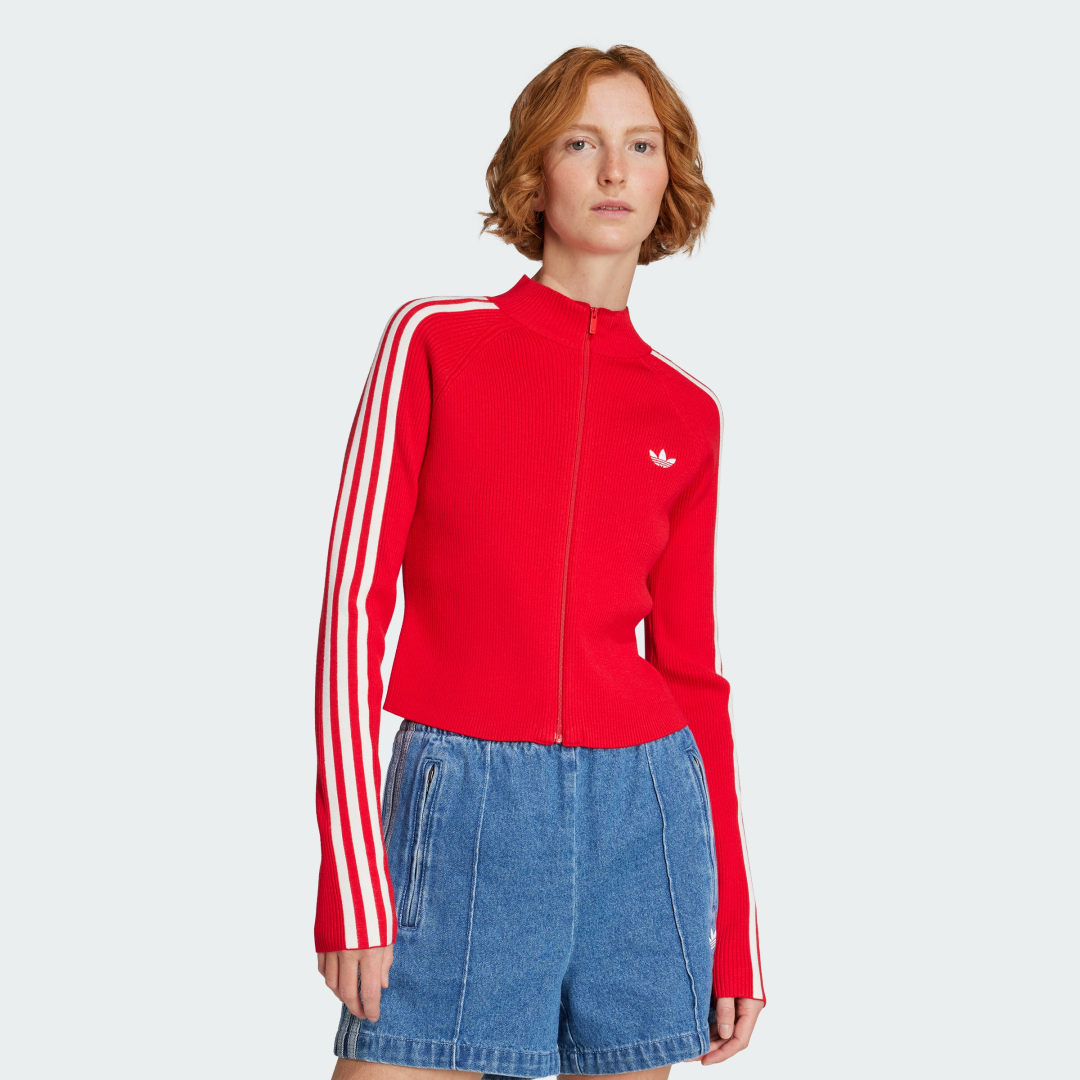 Sveter adidas Performance Adicolor Slim-Fit Knitted Track Top Červená | JY2598, 0