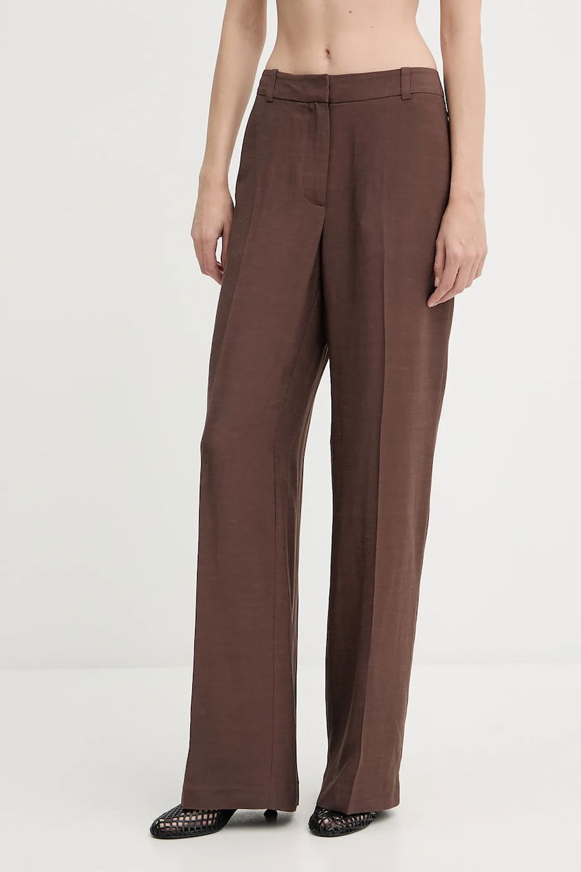 Nohavice Samsoe Samsoe Samsoe Samsoe SALARAY High-Waist Wide-Leg Pants Hnedá | F25200023