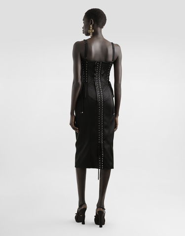 Šaty Dolce & Gabbana Dolce & Gabbana Strapless Satin Corset Dress Čierna | F6TUUTFURADN0000, 2
