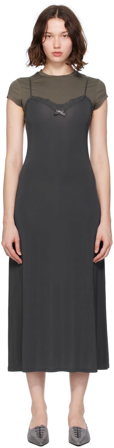 Šaty Acne Studios Acne Studios Layered Jersey Midi Dress Šedá | A20796-, 0