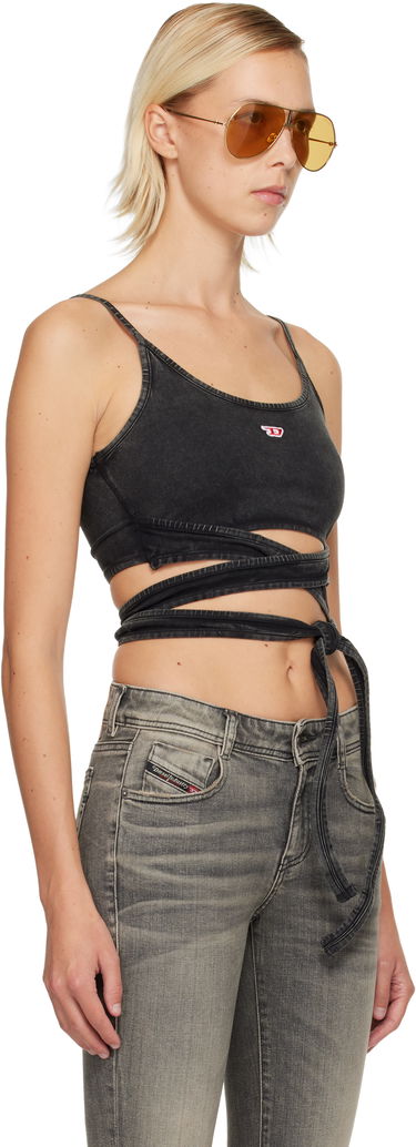 Crop Top Diesel Washed Denim Wrap Detail Crop Top Čierna | A19521 0KIBY, 1