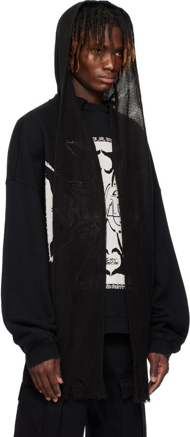 Mikina We11done We11done Heart-Cross Long-Sleeved Muffler Hoodie Čierna | WD-TH0-25-845-U-BK, 1