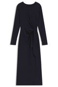 Long-sleeved Stretch-jersey Midi Dress with Knotted Waist Detail