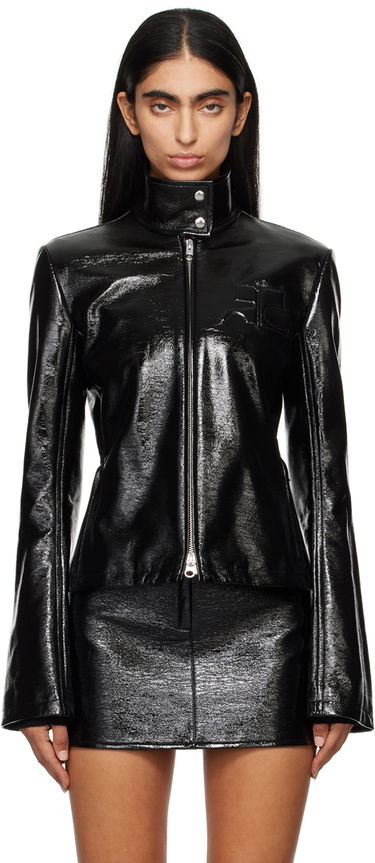 Bomber bunda Courrèges Embossed-Logo Patent Leather Jacket Čierna | 324CBL194VY0014, 0