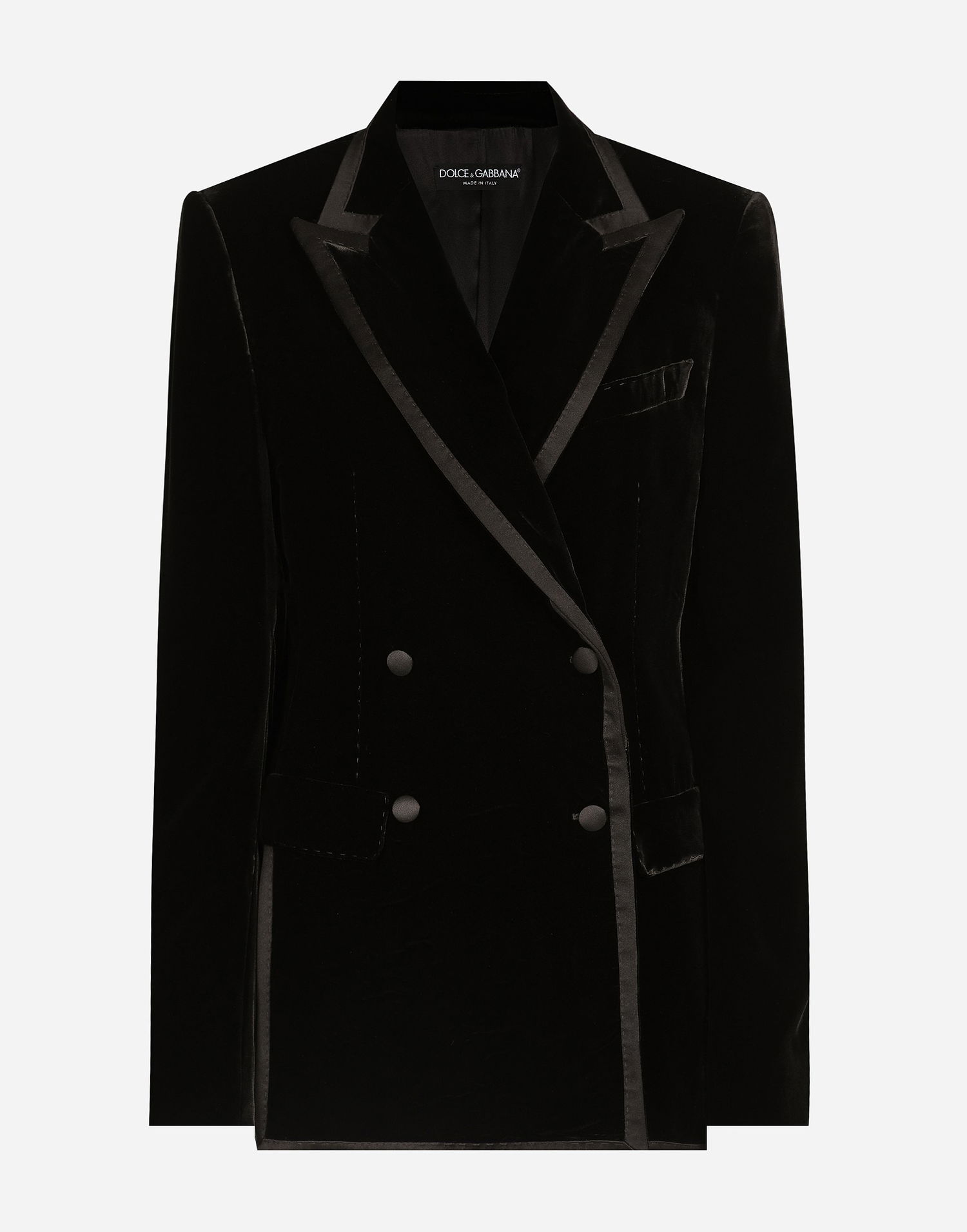 Bunda Dolce & Gabbana Double-breasted Velvet Tuxedo Jacket Čierna | F297XTFUVG7N0000, 0