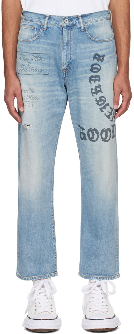 Džínsy Neighborhood Faded Jeans Tyrkysová | 232YTNH-PTM06, 0