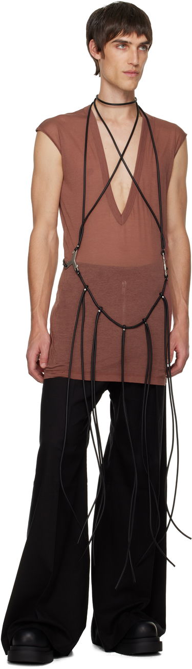 Tielko Rick Owens Concordians Cord Fringed Tank Top Hnedá | RR02E1457 LBL, 3