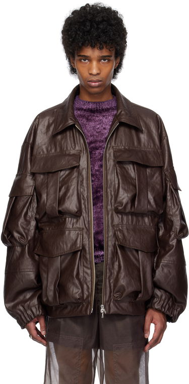 Bunda Dries Van Noten Dries Van Noten Coated Serge Jacket Hnedá | 251-020526-1502, 0