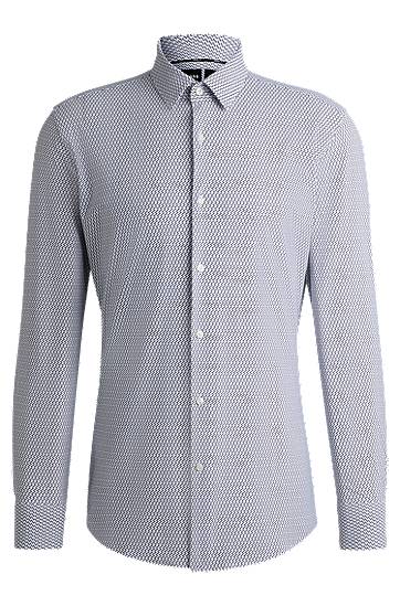 Košeľa BOSS Slim-Fit Performance-Stretch Printed Jersey Shirt Modrá | 50539392, 0