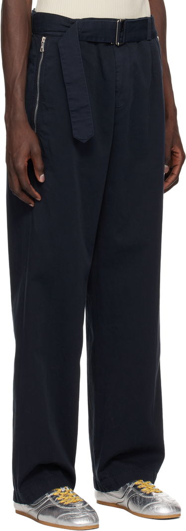 Nohavice Dries Van Noten Dries Van Noten Straight Belted Trousers Navy | 251-020949-1473, 1