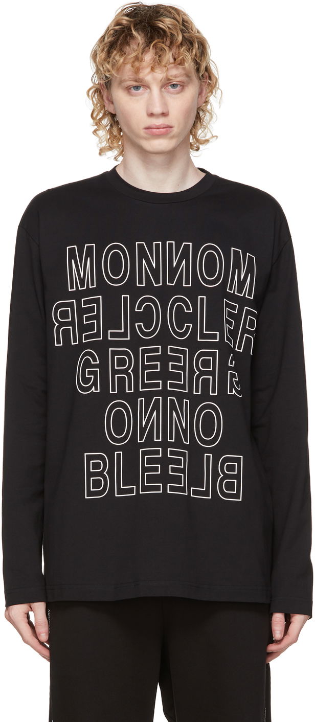 Tričko Moncler Black Logo Long Sleeve T-Shirt Čierna | F20978D70010829HD, 0