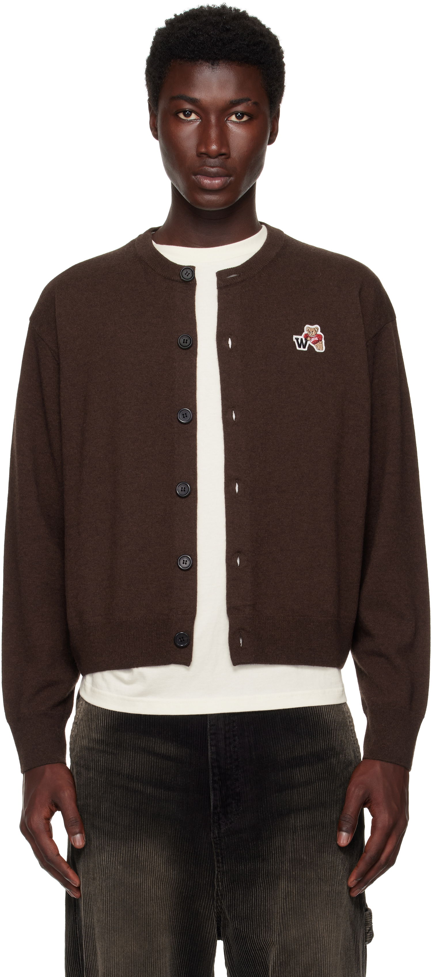 Sveter We11done We11done Single Patch Cardigan Hnedá | WD-KC2-25-611-U-BR, 0