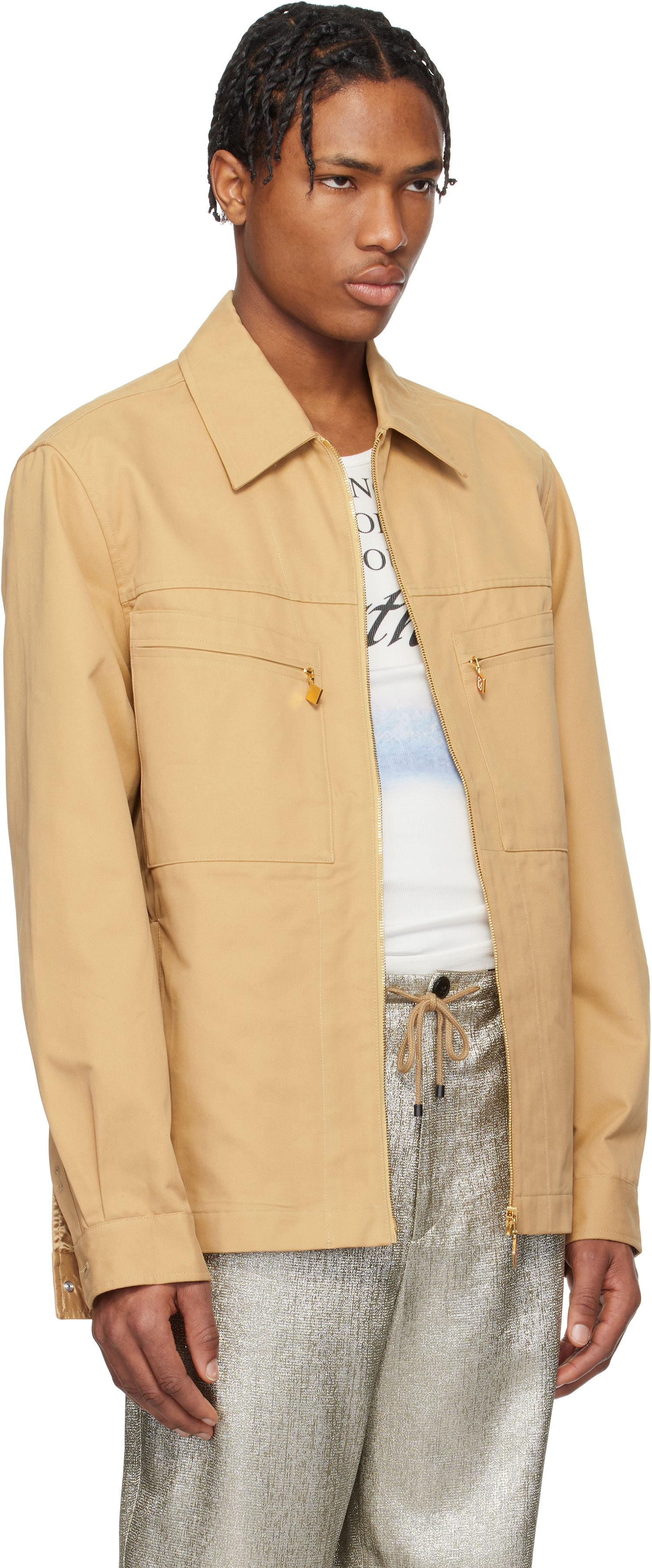 Bunda Casablanca Casablanca Zip-Up Jacket Béžová | MS25-JK-341-01, 1