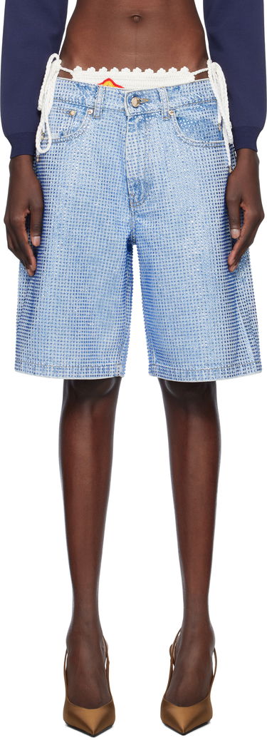 Šortky Casablanca Casablanca Crystal Embellished Denim Shorts Modrá | WS25-TR-280-01, 0