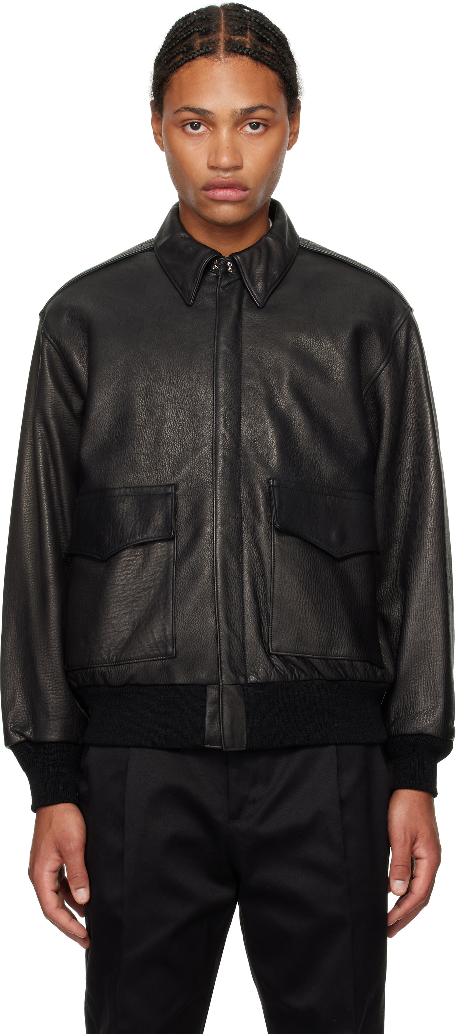 Bomber bunda WACKO MARIA A-2 Flight Leather Jacket Čierna | 24FW-WMO-BL07, 0