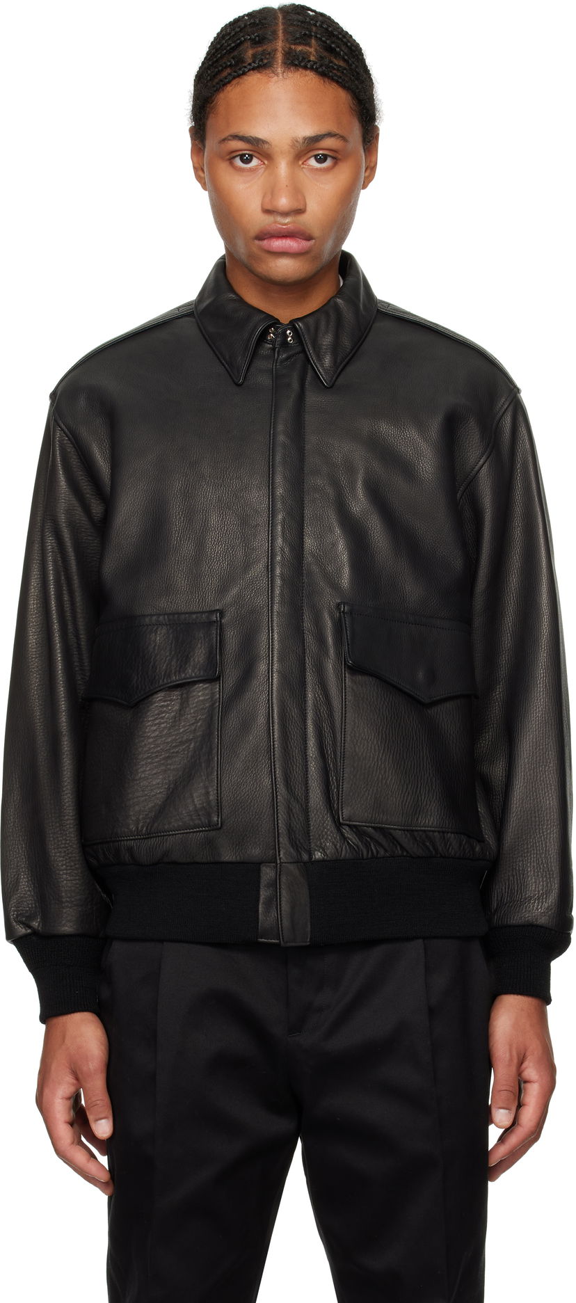 Bomber bunda WACKO MARIA A-2 Flight Leather Jacket Čierna | 24FW-WMO-BL07