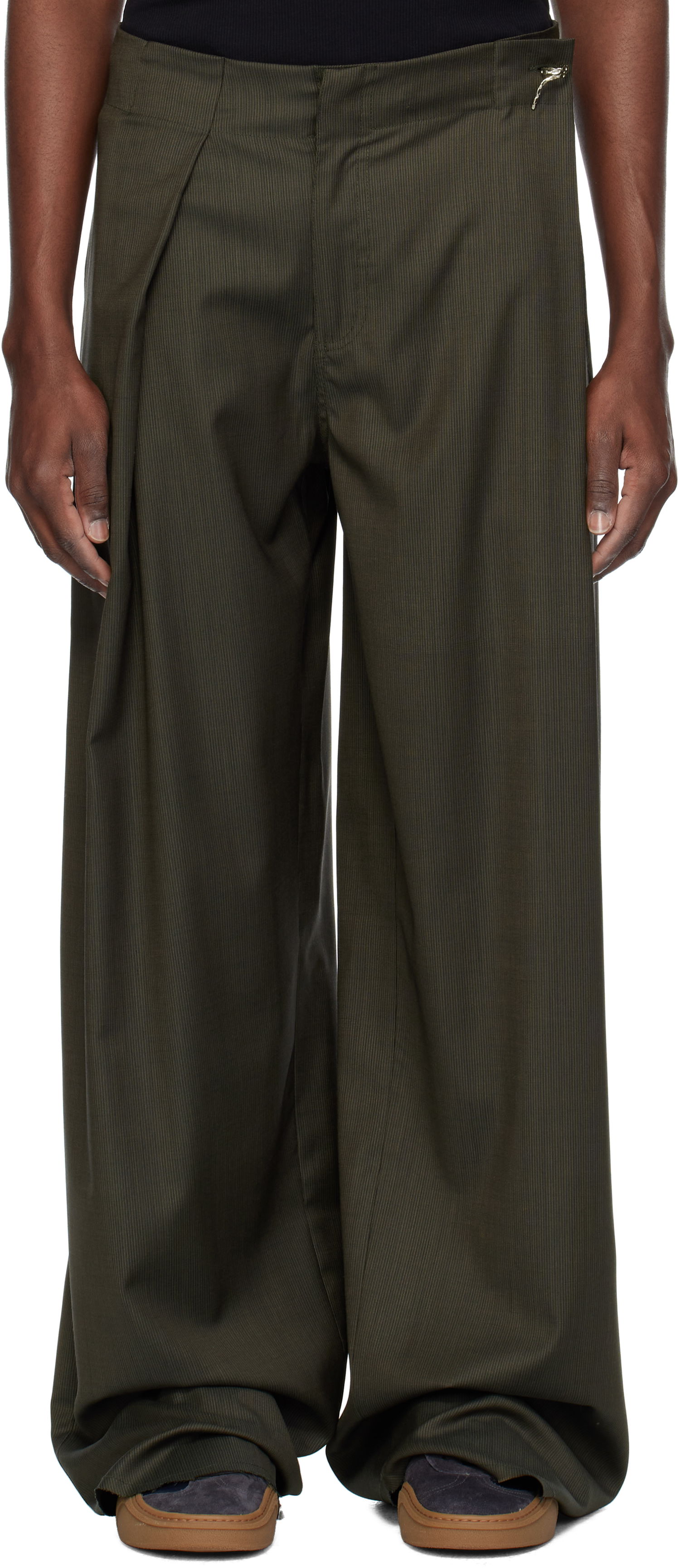 Nohavice Serapis Serapis Jewel Rudder Wide-Leg Trousers Zelené | SS25_RP_1, 0