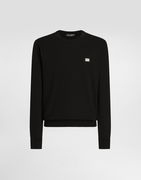 Dolce & Gabbana Cotton Round-Neck Sweater with Metal Tag