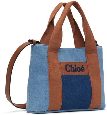 Tote bag CHLOÉ Chloé Embroidered Denim Tote Bag Modrá | C20355, 1
