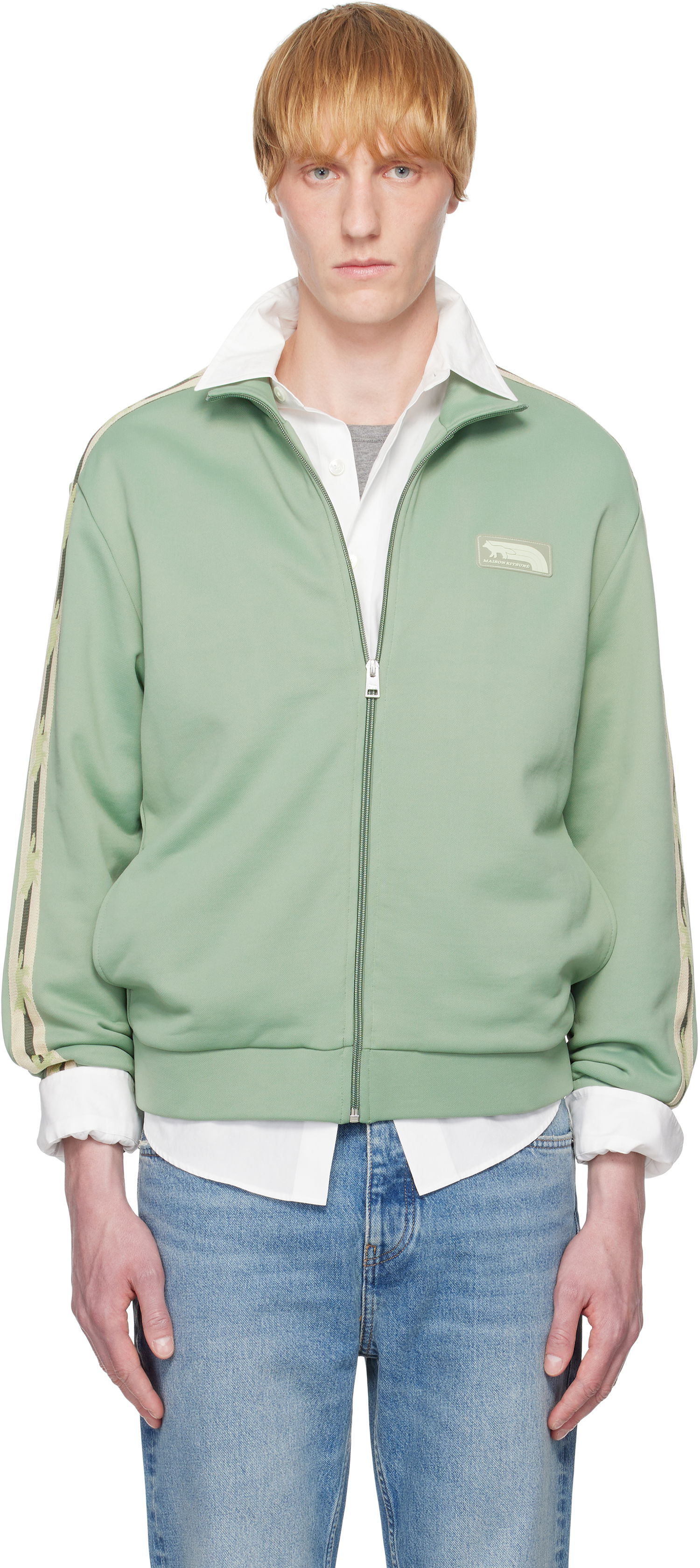 Bunda MAISON KITSUNÉ Maison Kitsuné Flash Fox Zipped Track Jacket Zelené | OM02132KM0322, 0