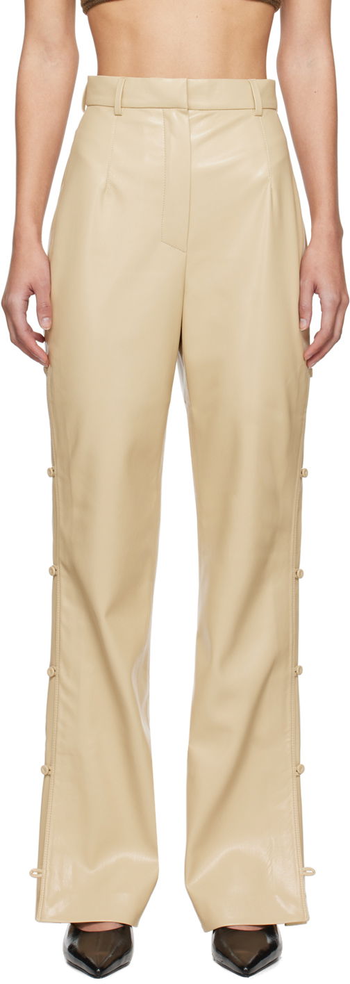 Nohavice Nanushka Felina Vegan Leather Trousers Béžová | NW24RSPA00772, 0