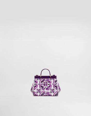 Kabelka Dolce & Gabbana Dolce & Gabbana Sicily Polished Calfskin Handbag with Majolica Print Fialová | EB0003AQ975I03TN, 2