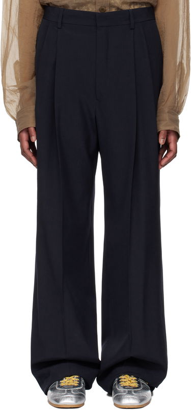 Nohavice Dries Van Noten Dries Van Noten Wool Straight-Leg Trousers Navy | 251-020914-1063, 0