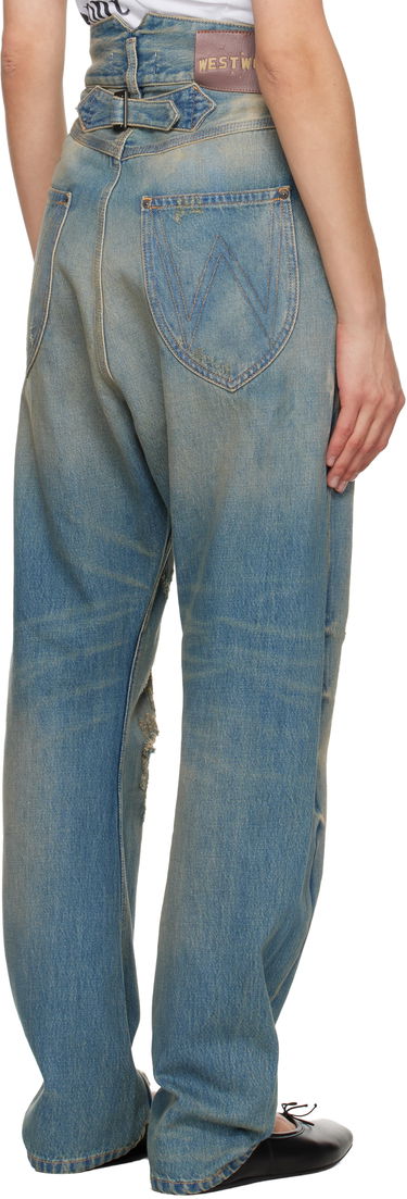Džínsy Vivienne Westwood Washed Distressed Buckle Back Jeans Modrá | 39020012-W018A-, 2