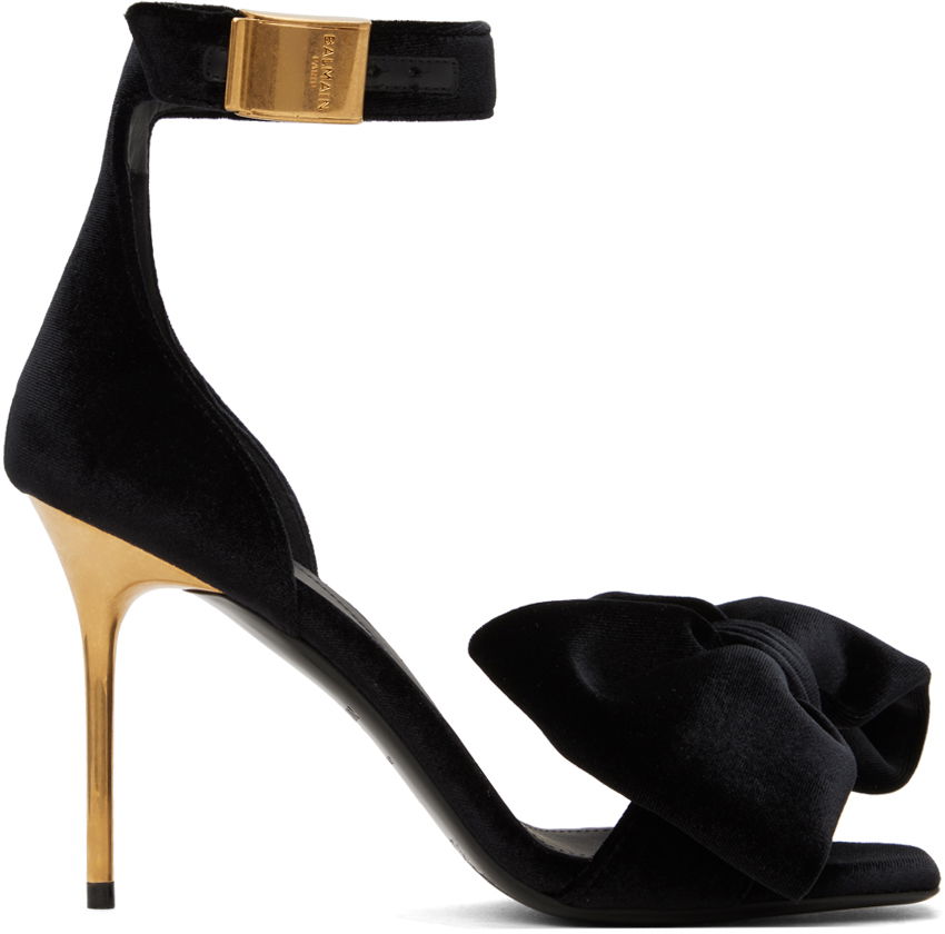 Velvet Bow Heeled Sandals