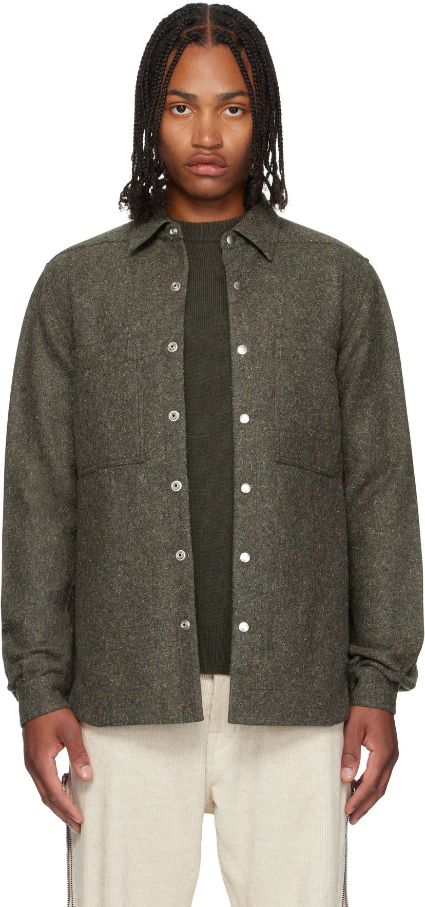 Košeľa Rick Owens Rick Owens Concordians Rugged Wool Shirt Zelené | RU02E1744 WRU