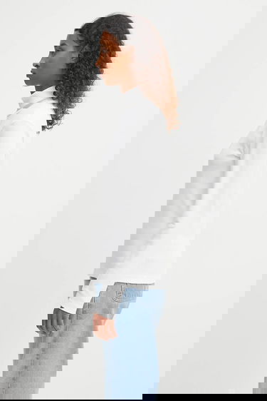 Tričko Carhartt WIP Philipa Long Sleeve Ribbed Mockneck T-Shirt Biela | I035470.02XX, 1