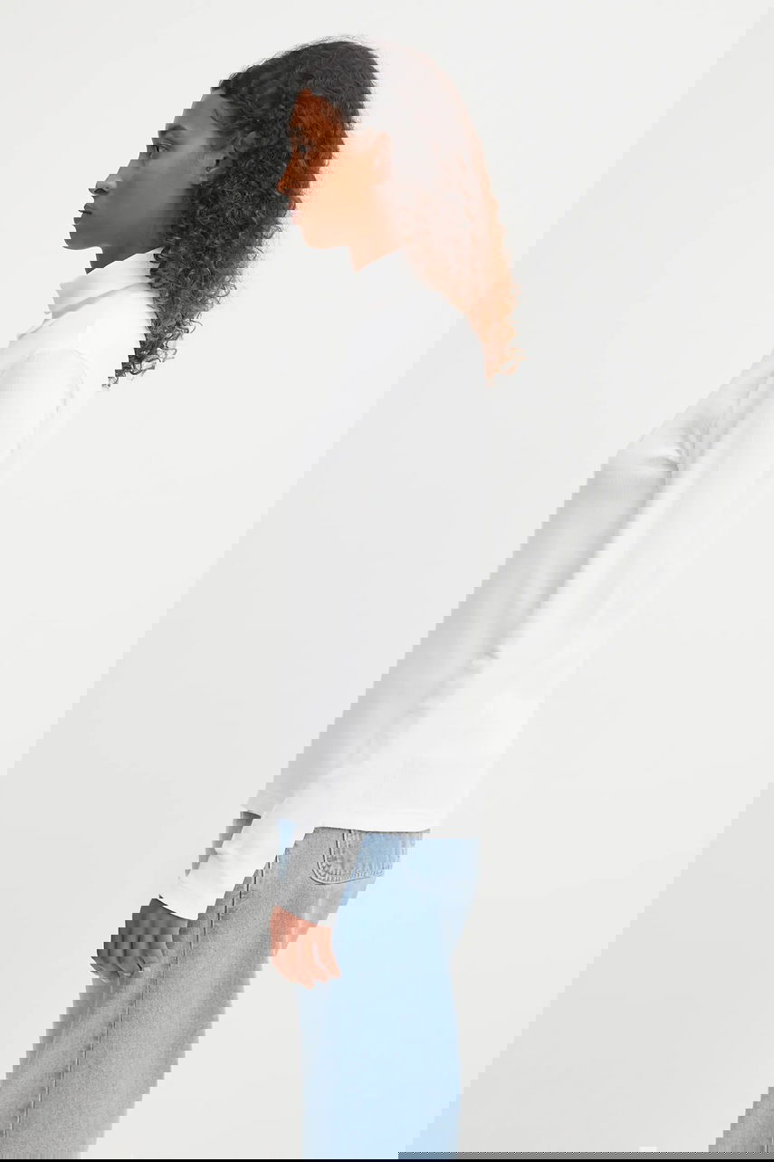 Tričko Carhartt WIP Philipa Long Sleeve Ribbed Mockneck T-Shirt Biela | I035470.02XX, 1