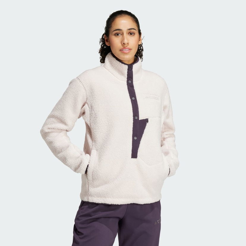 Mikina adidas Performance Terrex Xploric High Pile Fleece Pullover Béžová | IW0224
