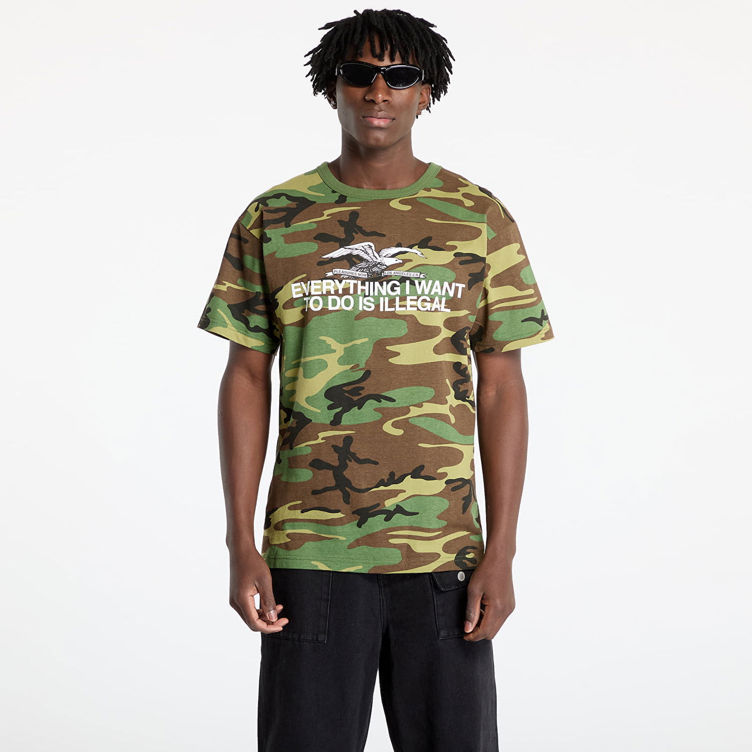 Tričko Pleasures PLEASURES Illegal Camo T-Shirt Zelené | P24W038 WOODLAND, 0