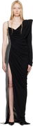 Balmain Draped Asymmetrical Two-Material Maxi Dress