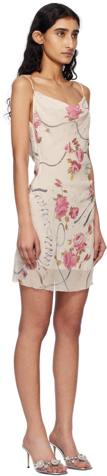 Šaty Blumarine Blumarine Cowl Neck Floral Minidress Béžová | P522A594A, 1