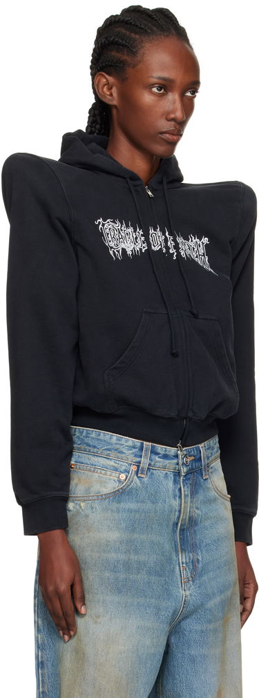 Mikina VETEMENTS Vetements Cradle of Filth Logo Extreme Shoulder Zip-Up Hoodie Čierna | UCF76ZU170B, 4